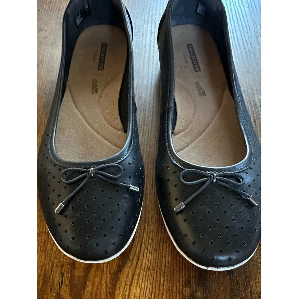 Clarks Women’s Leather Ballet Flats Black, Size 10M - Picture 2 of 13